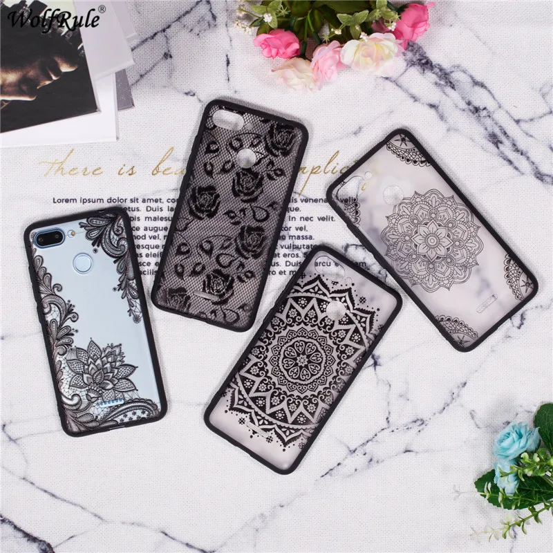 

For Cover Xiaomi Redmi 6 Case TPU & PC Embossed Lace Flower Pattern Bumper Phone Case For Xiaomi Redmi 6 Cover Funda 5.45''