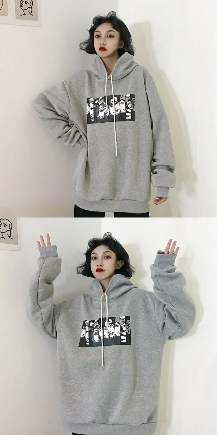 Sudadera Mujer Harajuku модные женские туфли Толстовки корейский Ulzzang Винтаж флис с длинным рукавом толстовки с капюшоном топы