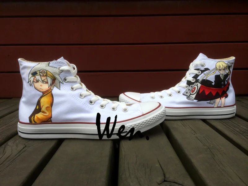 

Wen Hand Painted Shoes Unisex Custom Design Anime Casual Shoes SOUL EATER MAKA ALBARN Anime Men Women's High Top Canvas Shoes