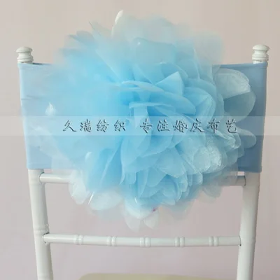 Популярные трава зеленая цветочным стул створки органзы большой цветок председатель группы для Свадебные украшения - Цвет: Baby Blue