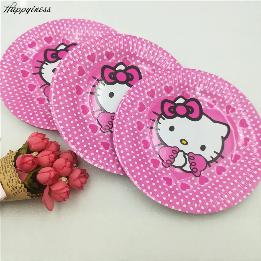 10pcs lot 7 inch hello kitty paper plates kids plates happy birthday