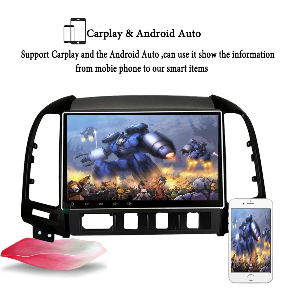 Best 2din 4+64G Android 9.1 DVD Player Bluetooth GPS Navigation Radio for 2005-2012 HYUNDAI SANTA FE with WIFI 1024*600 Tape Recorder 5