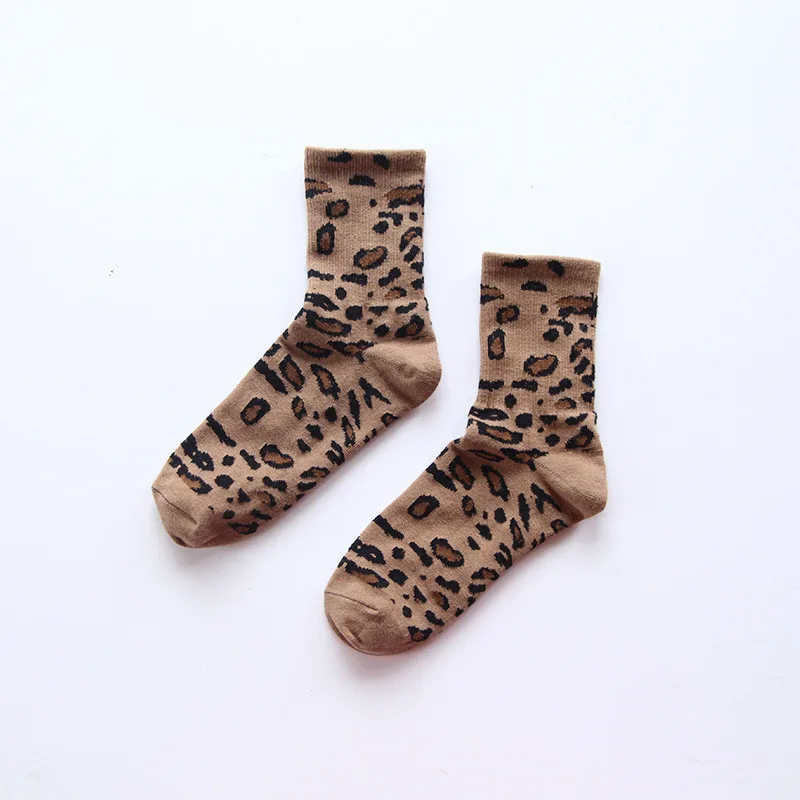 HUI GUAN, Простые ретро классические носки с леопардовым принтом, корейский и японский стиль, мягкие эластичные носки для женщин, удобные модные женские носки