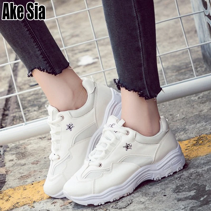 

Ake Sia New Preppy Style Striding Fashion Women Lady Mujer Female PU Leather Walking Thicken Soled Casual Chaussures Shoes A179