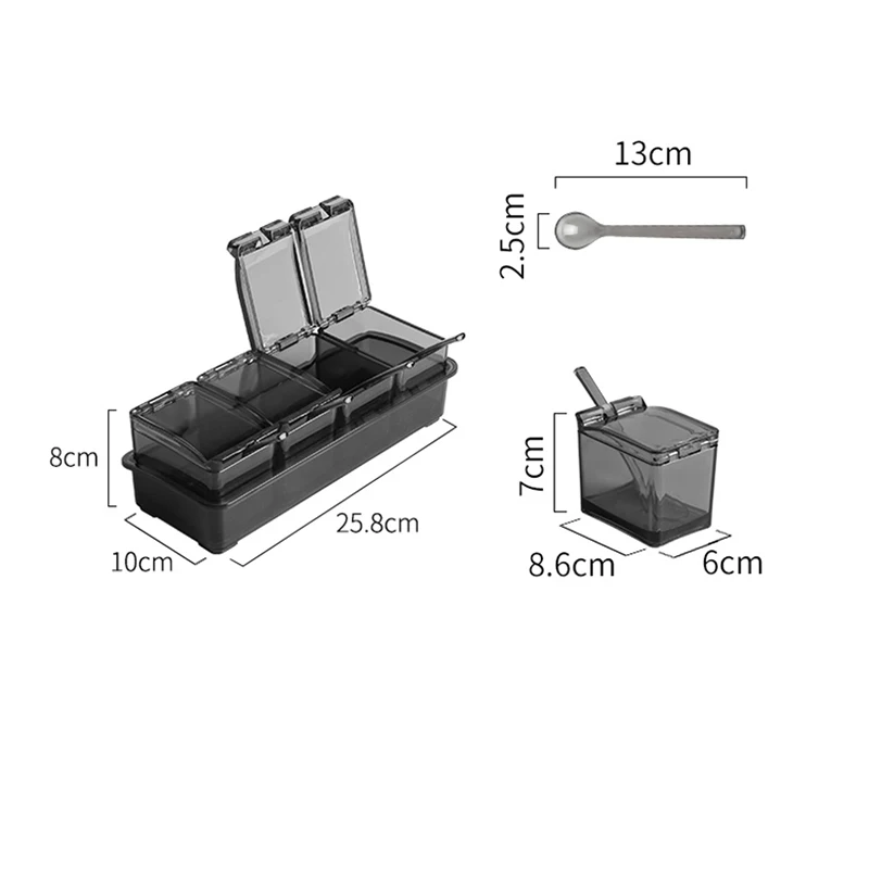 Комбинированный набор кухонных перец, травы, соль, бутылка для хранения специй, пластиковая прозрачная стойка, ложка, коробка для приправ, контейнер, бутылки - Цвет: Dark
