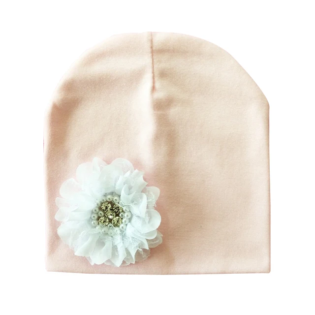 Baby Hat Winter Baby Cap Cotton Floral Hat For Baby Girl Flower Children Cap Kids Accessories pink hat white flowe