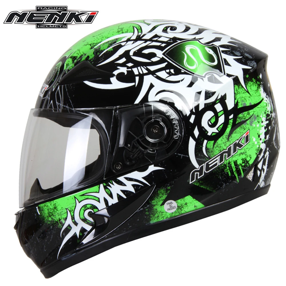 NENKI мотоциклетный шлем черный мото полный лицо Ретро скутер шлемы мотоциклетный шлем для верховой езды мужской шлем для мотокросса Casco Moto - Цвет: Black Green