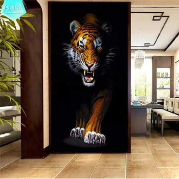 

PSHINY 5D DIY Diamond embroidery Scarf Tiger animals Picture Full Round rhinestone Diamond Painting cross stich