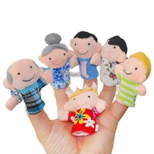 Hot Sale 6PCS Baby Kids Plush Cloth Play Game Learn Story Family Finger Puppets Toys Set 7KK8 6