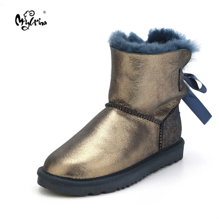 

Top New Fashion Genuine Sheepskin Leather Snow Boots Natural Fur Waterproof Non-Slip Boots for Women Real Wool Mujer Botas