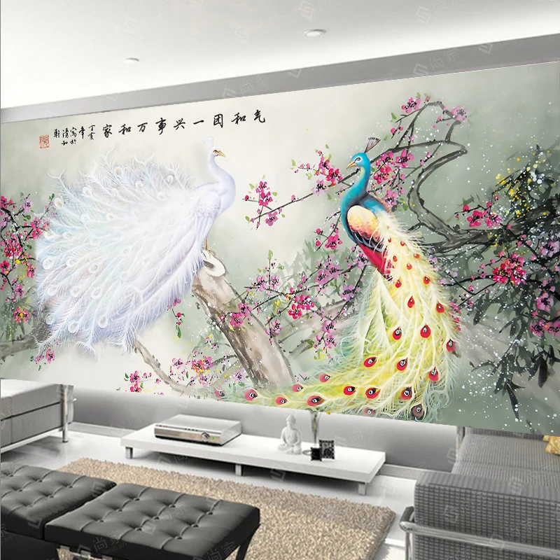 

Needlework,DMC color Cross stitch,Full Embroidery kit,rich flower bird peacock print pattern cross-stitch painting wedding gift
