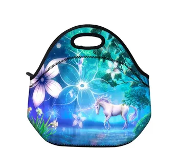 

Insulated Neoprene Lunch Bag Tote Handbag lunchbox Food Container Gourmet Tote Cooler Warm Pouch For School work Office Unicorn
