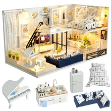 CUTEBEE DIY Puppenhaus Holz puppe Häuser Miniatur Puppe Haus Möbel Kit Casa Musik Led Spielzeug für Kinder Geburtstag Geschenk M21