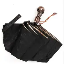 1 шт Анти УФ уникальный череп скелет дизайн черный синий Мужчины золотое покрытие складные солнечные зонтики с принтом на тематику аниме мужской Guarda Chuva