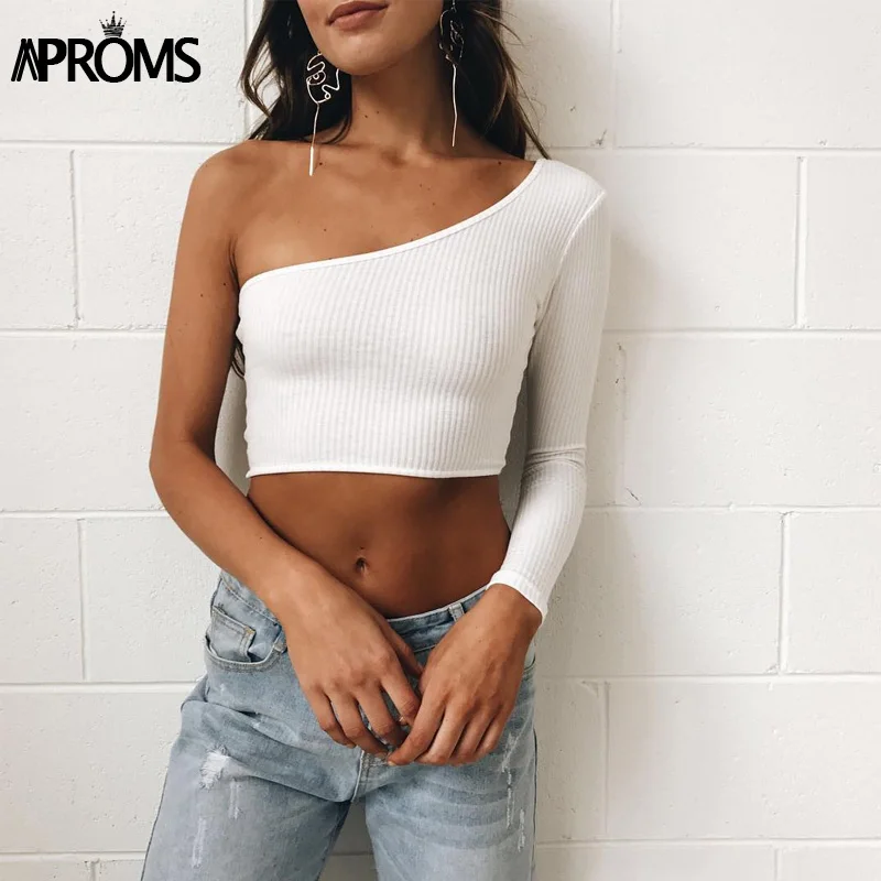 Aproms открытыми плечами бретели майка Femal вязаный Топ Для женщин Топы корректирующие уличная упругие короткие Вязание Cropped Cami 90 s футболки для девочек