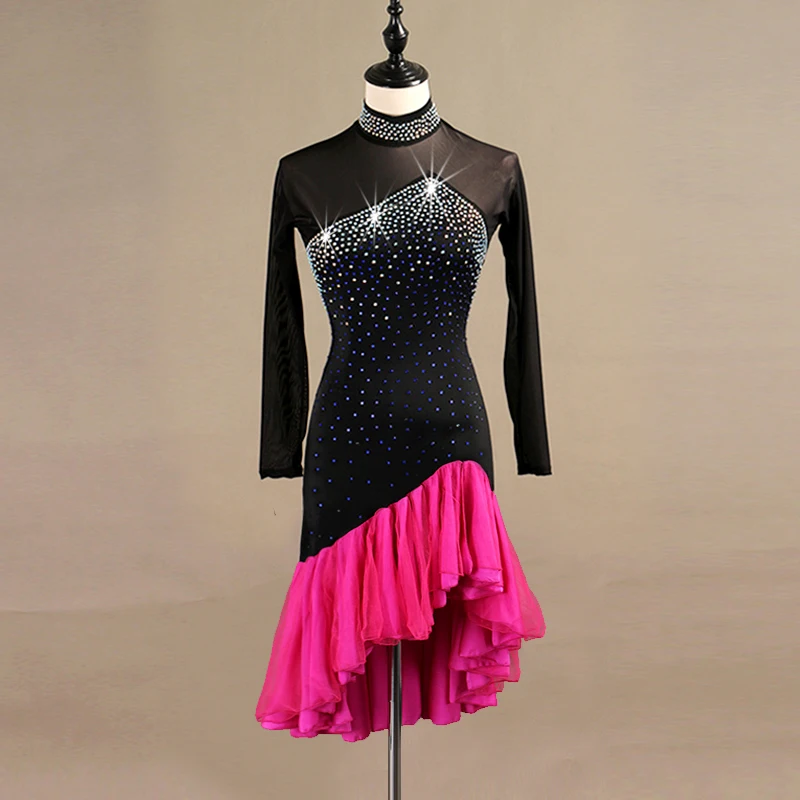 

Long sleeve latin dance dress for women girl kids tango samba rumba latin dance competition dresses latin dance costumes women