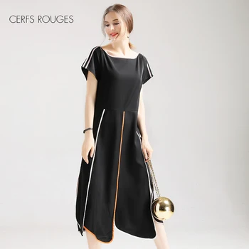 

2018 hot Summer plus size Patchwork O-Neck women's dress for women female Women's clothing Short sleeve big size fat stripe