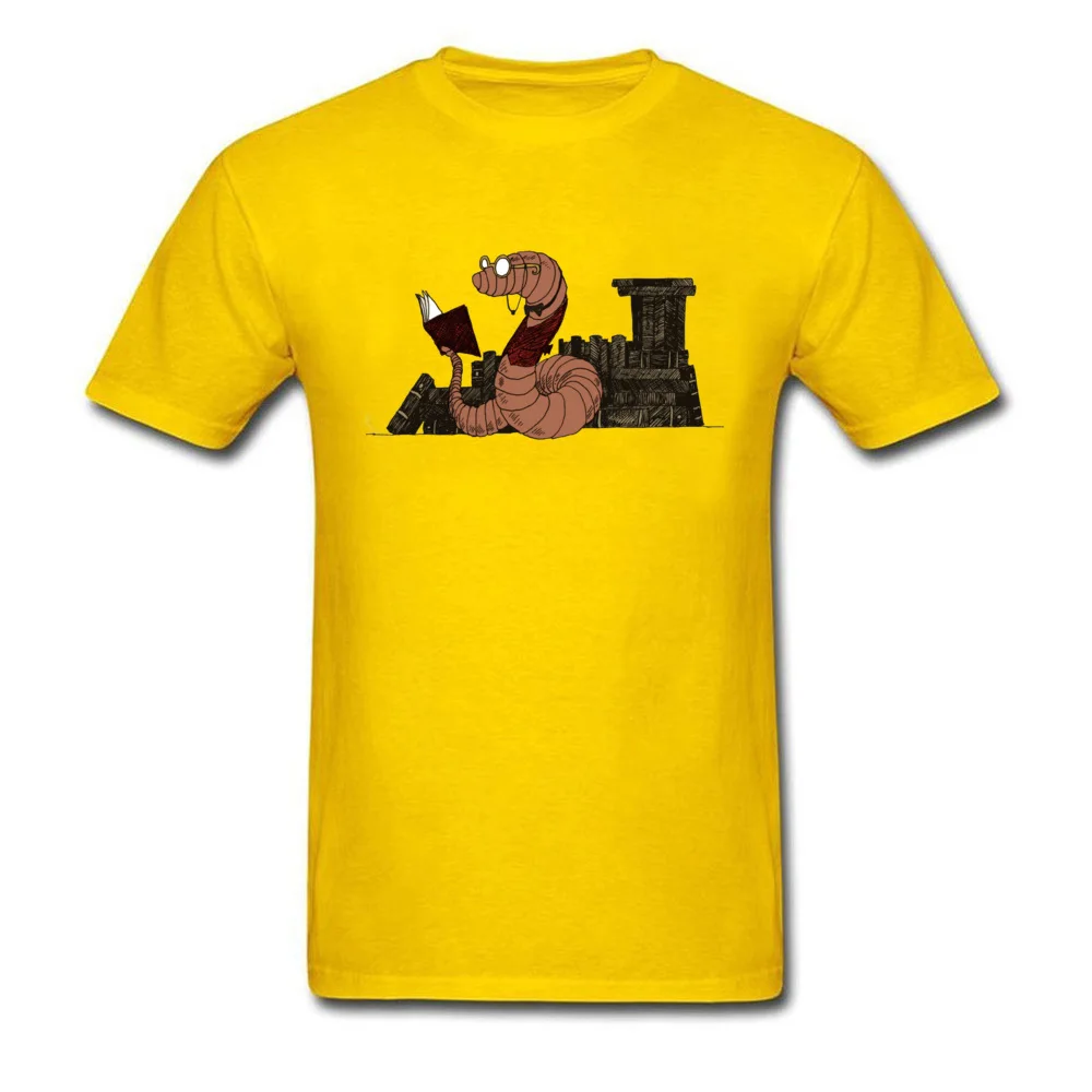 Company Men's Top T-shirts O-Neck Short Sleeve Cotton Bookworm Tops Tees Custom Tops Shirts Drop Shipping Bookworm yellow
