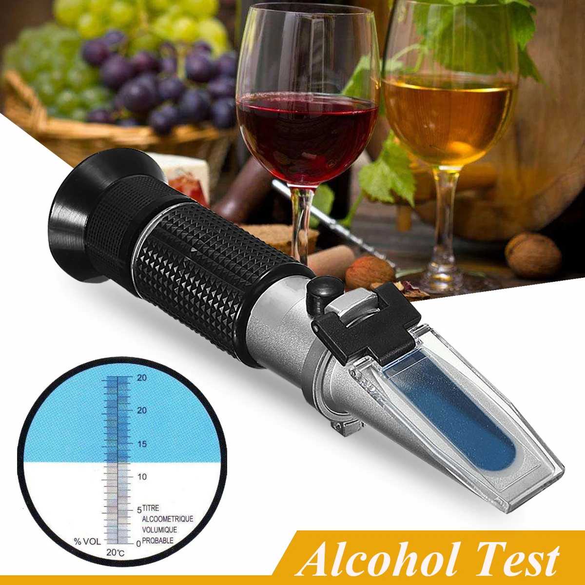

0~40% Brix 0~25% Alcohol Wort Specific Gravity Refractometer Beer Fruit Juice Wine Sugar Handheld Test Meter with box