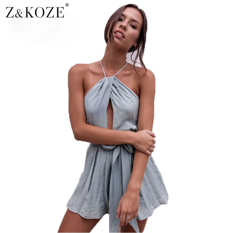 Z &amp KOZE Холтер Спинки Сексуальная Детский Комбинезон Женщин Летом Случайные