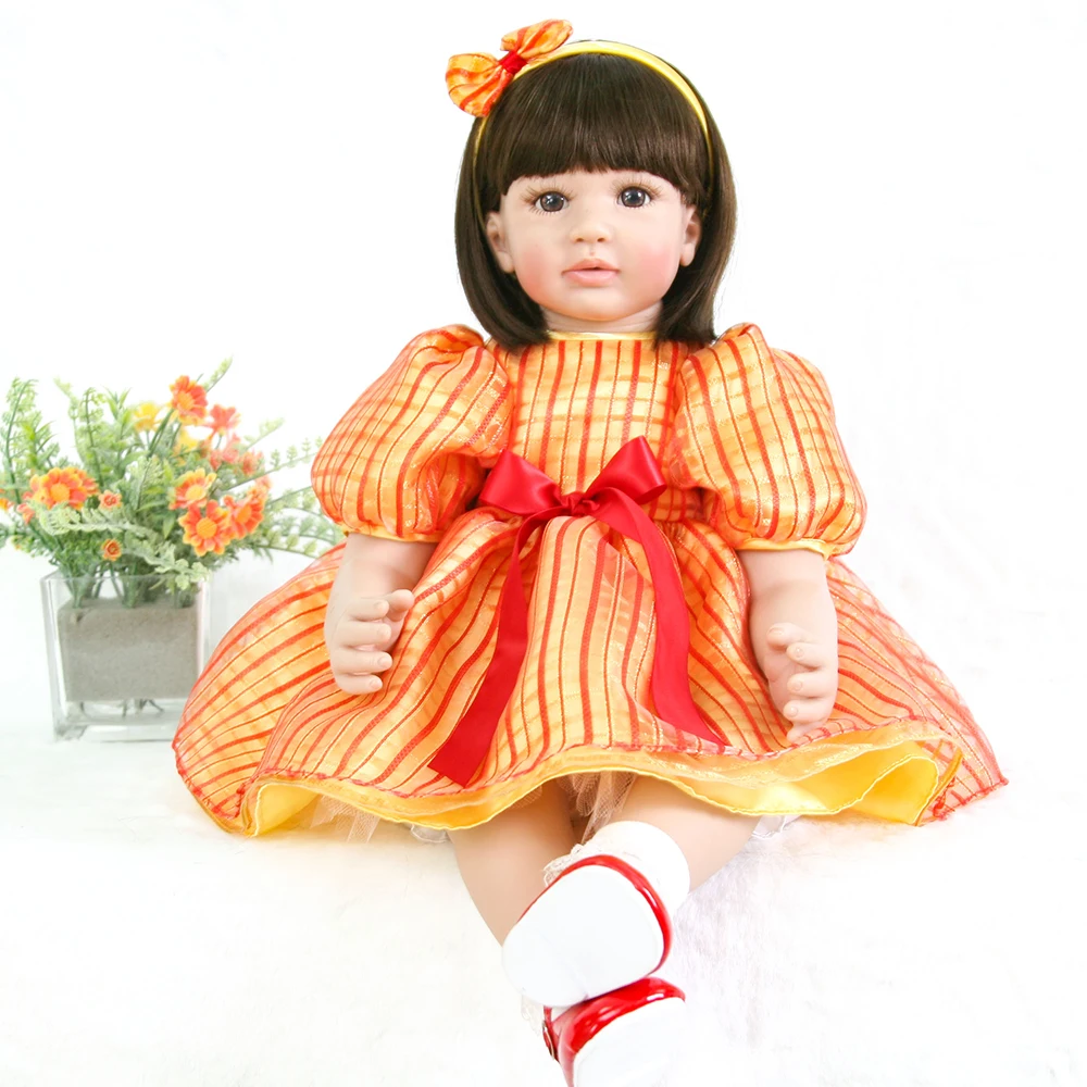 

Adorable Short Straight Hair Silicone Reborn Baby Dolls Toddler Princess Girl Dolls for Girls Interactive Doll Birthday Gifts