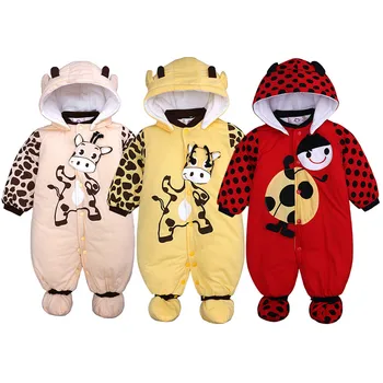 

Cute Romper Newborn Infant Baby Boys Girls Fashion Lovely Cartoon Hooded Thick Romper Jumpsuit Warm Clothes ropa bebe invierno