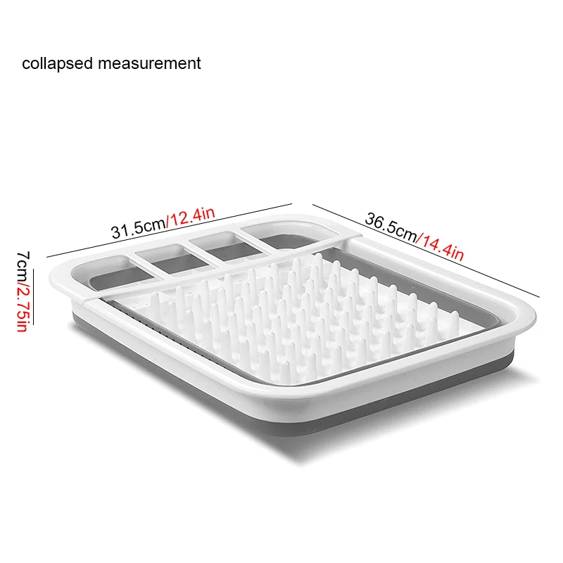 TPR пластиковая кухонная легкая корзина для хранения, экономия места, Складная Сушилка для сушки посуды и сушилка с держателем для столовых приборов