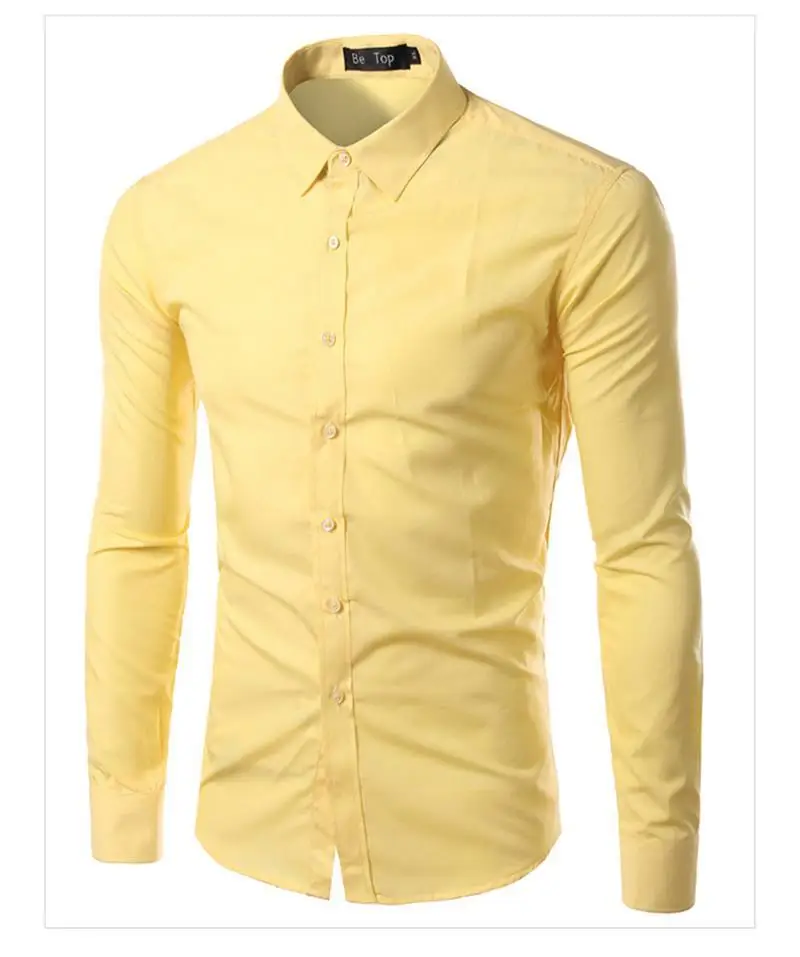 Брендовая одноцветная офисная Мужская рубашка с длинным рукавом, Корейская приталенная дизайнерская официальная повседневная мужская рубашка размера плюс