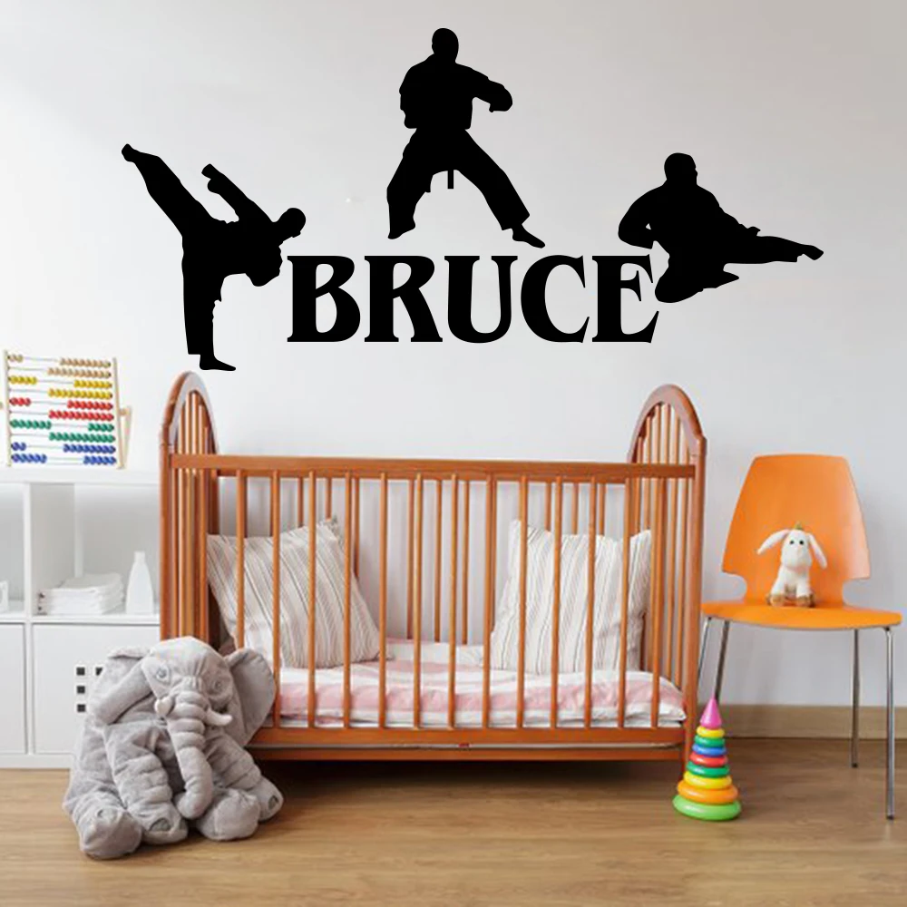 Custom Name Martial Karate Taekwondo Wall Decal Boy Room Kids Room Personalized Boxing Judo Sport Wall Sticker Bedroom Vinyl (3)