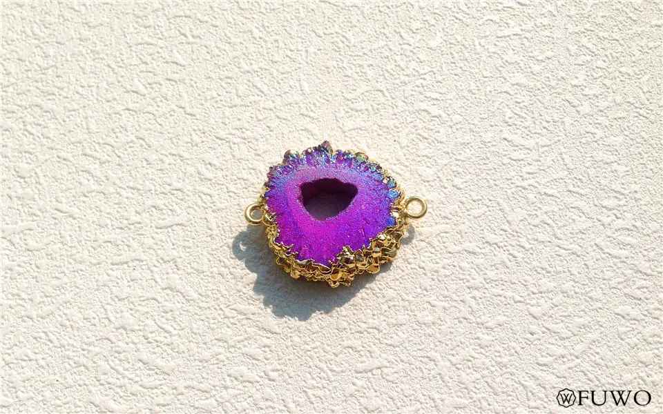 Natural Aura Stalactite Slice Connector Pendant 9