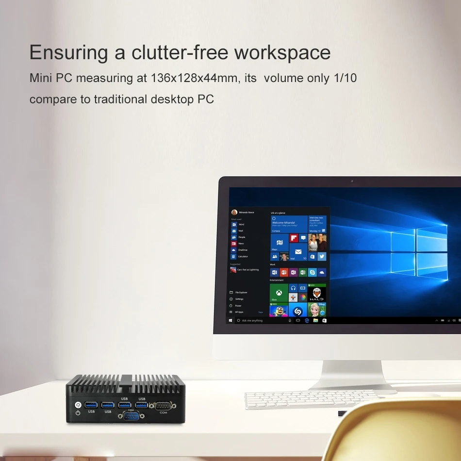 Промышленный Мини компьютер Intel Celeron 2955U Windows 10 Linux Безвентиляторный микро ПК 2* HDMI 2* Gigabit LAN 2* RS232 WiFi 4* USB3.0 HTPC