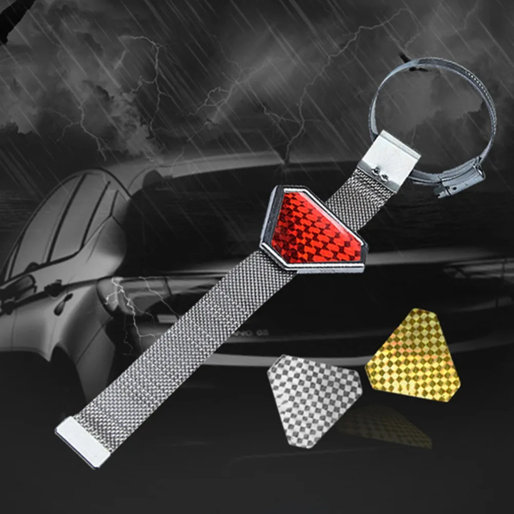 

Car Metal Electrostatic Belt Reflective Stickers Anti-Static Strips Vehicle Warning Triangular Reflective Strip Car Accessories