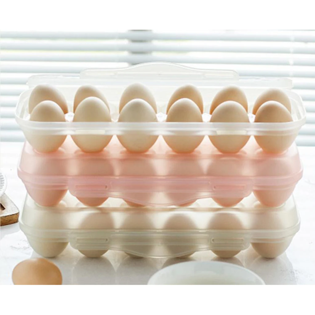 Egg Container with Lid for 12 Eggs mDesign Egg Holder Tray for The Fridge Transparent//Clear Practical Egg Rack Made of Plastic Set of 2