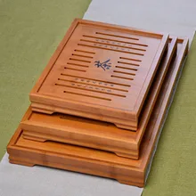 Hot Sale 3 Size Kung Fu Tea Set Natural Wood Bamboo Tea Tray Rectangular Traditional Bamboo Puer Tea Tray Chahai Tea Table