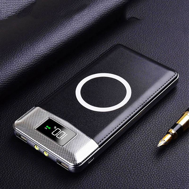 

Power Bank 10000mAh Wireless External battery Dual USB Wireless Charger Battery Charger Case External Portable For iphone X