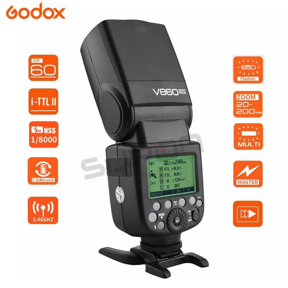 Godox V860II Flash V860II-S TTL 2.4G GN60 HSS 1/8000s 2000 mAh Bateria Camera Flash Speedlite Trigger for Sony + gift kit Godox V860II Flash V860II-S TTL 2.4G GN60 HSS 1/8000s 2000 mAh Bateria Camera Flash Speedlite Trigger for Sony + gift kit