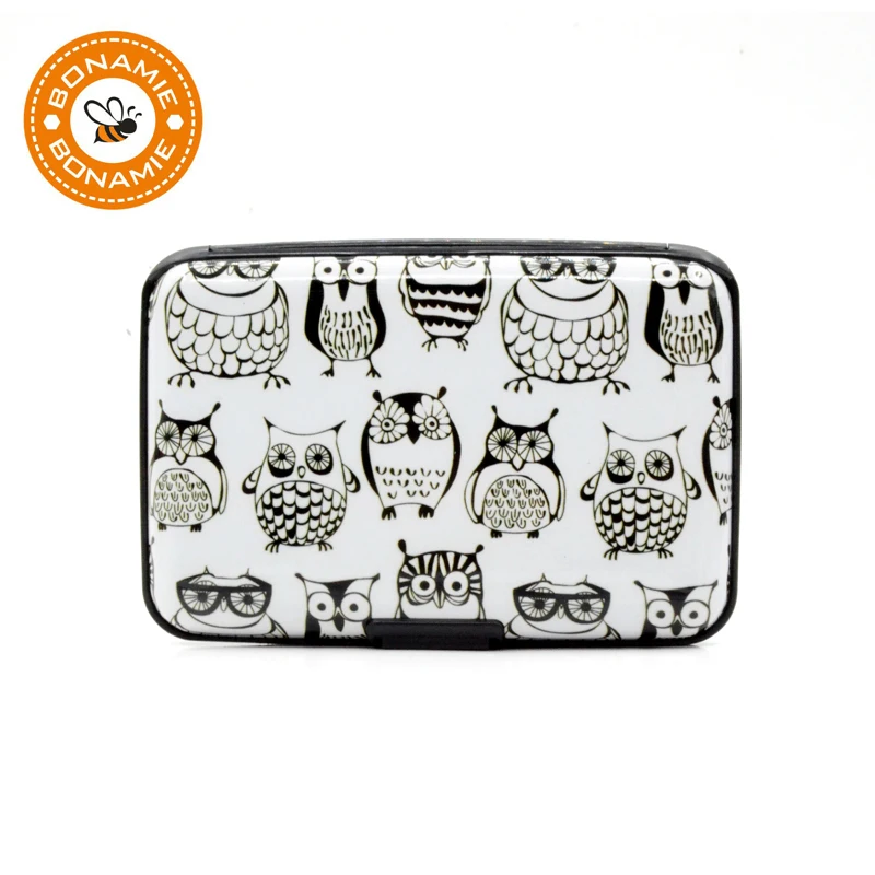 

BONAMIE Aluminum Credit Card Protector RFID Blocking Card Case Wallet Business Card Holder For Female New Arrival Owls Print