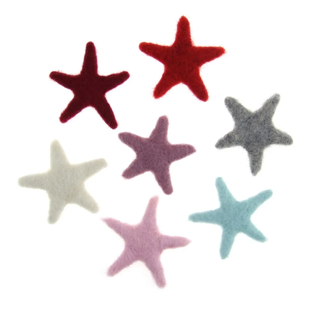 10pcs 70MM handmade Woven Wool Felt Kawaii Stars Patch Stickers Girls