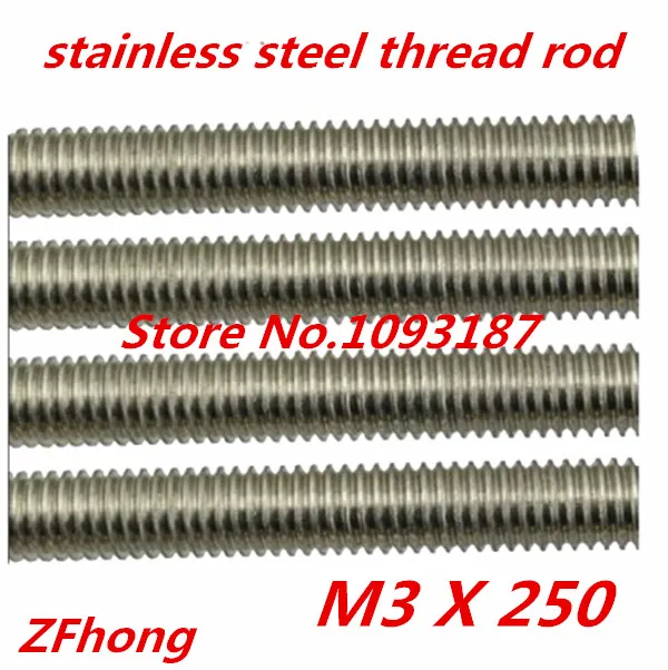 5PCS M3*250 M3 x 250 Stainless Steel 304 thread Rod, M3 threaded barin