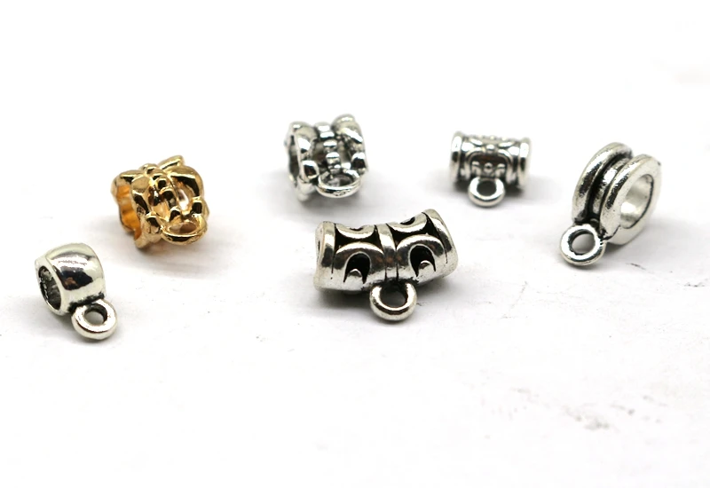 

12 pcs / lot Big hole beads Tibetan beads silver bail metal spacer beads for jewelry making supplies metal finding wholesale