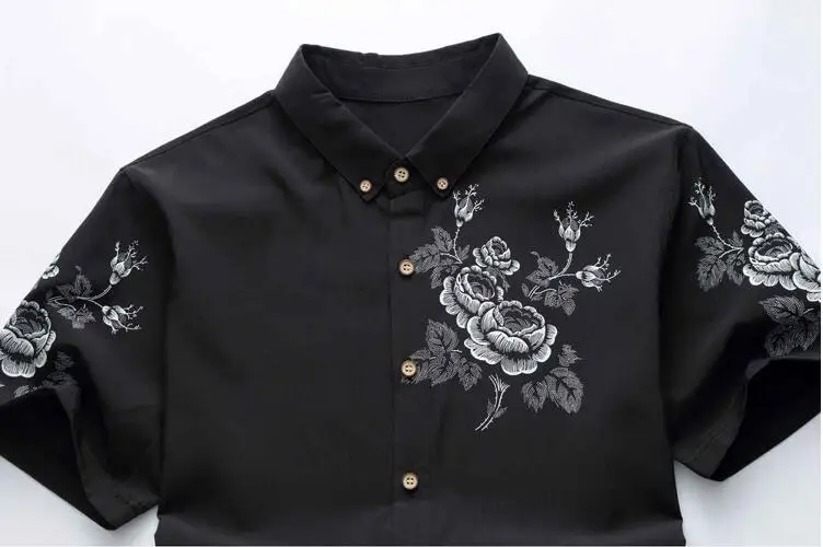 2018 Новая мода дизайн полиграфии китайский стиль мужской рубашка с короткими рукавами плюс большой размер Бизнес & Повседневная рубашка для