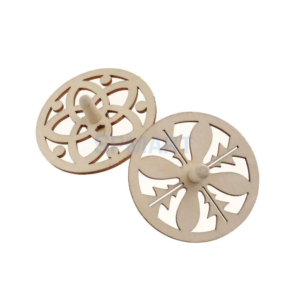 3pcs Novelty Natural Wooden Spinning Top Kids Children Toy for DIY Art Craft
