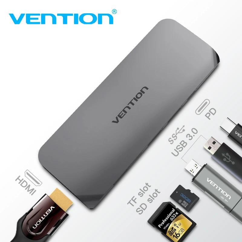 Vention USB C к HDMI концентратора Тип 3 0 4 K Thunderbolt адаптер для Macbook samsung - Цена: 