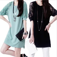 Summer Dress 2016 New Korean three Color vestidos Lace Strapless Sleeve Wild Bottoming A Word Dress Large Size Women Dress