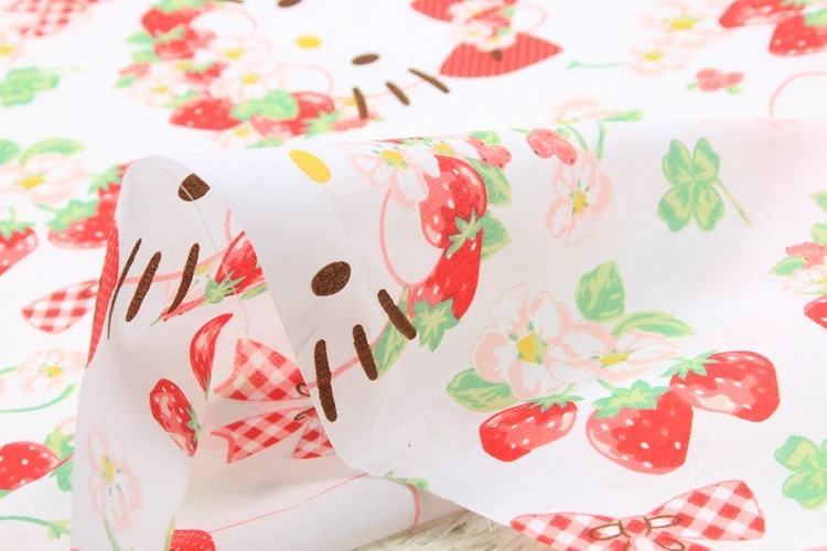 half meter thin polyester cotton fabric with cartoon cat strawberry print handmade DIY garment lining cloth 1 half meter thin polyester cotton fabric with cartoon cat strawberry print handmade DIY garment lining cloth 4