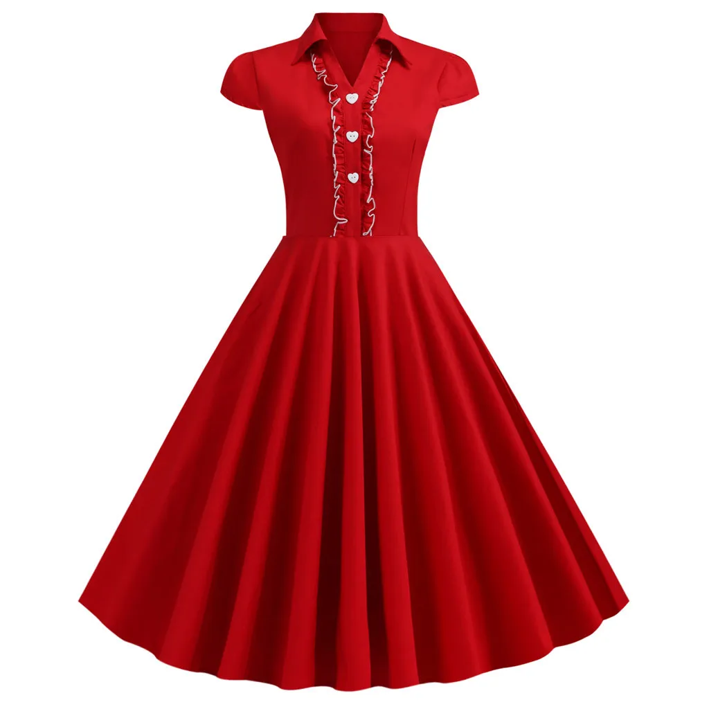 

Formal Dress Women Elegant Fashion Vintage Women Solid Turn-Down Collar Botton Sleeveless Midi Office Dress Vestidos Mujer #B