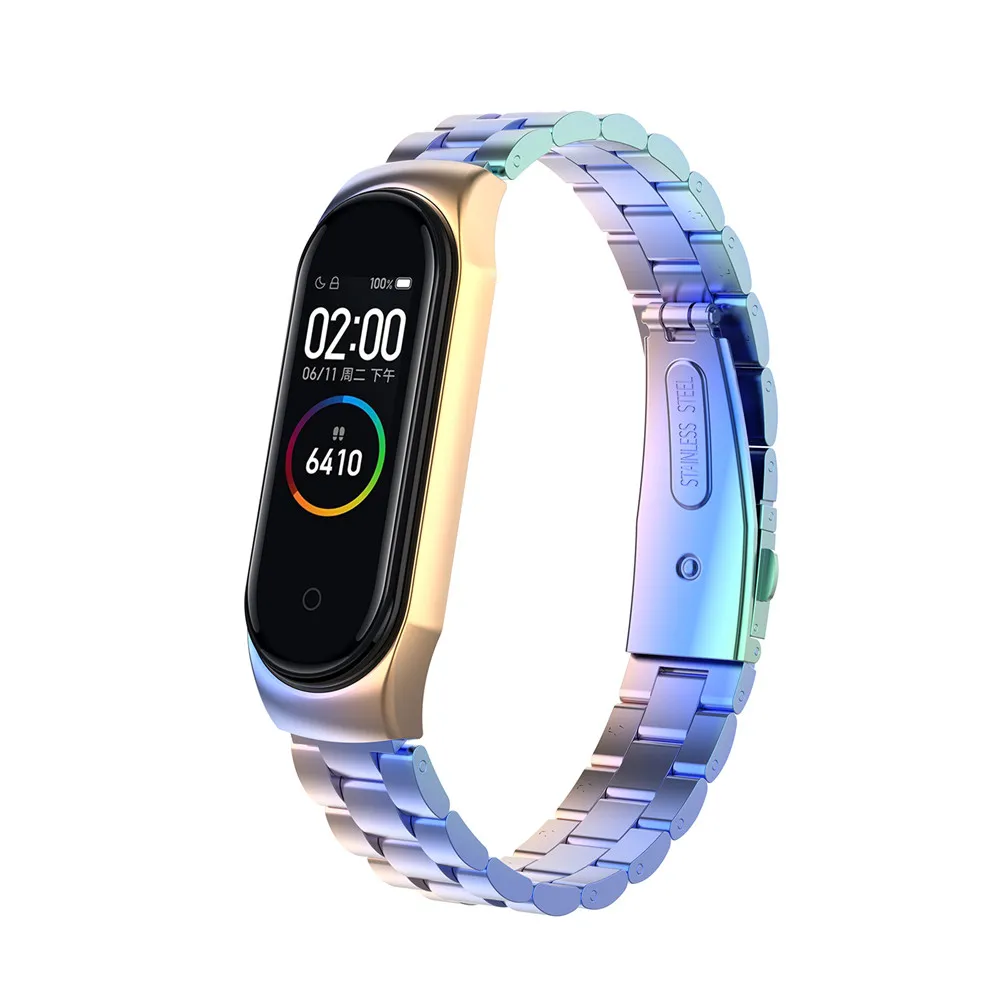 Браслет для Xiaomi Mi Band 3 4 ремешок часов band металлический корпус нержавеющая