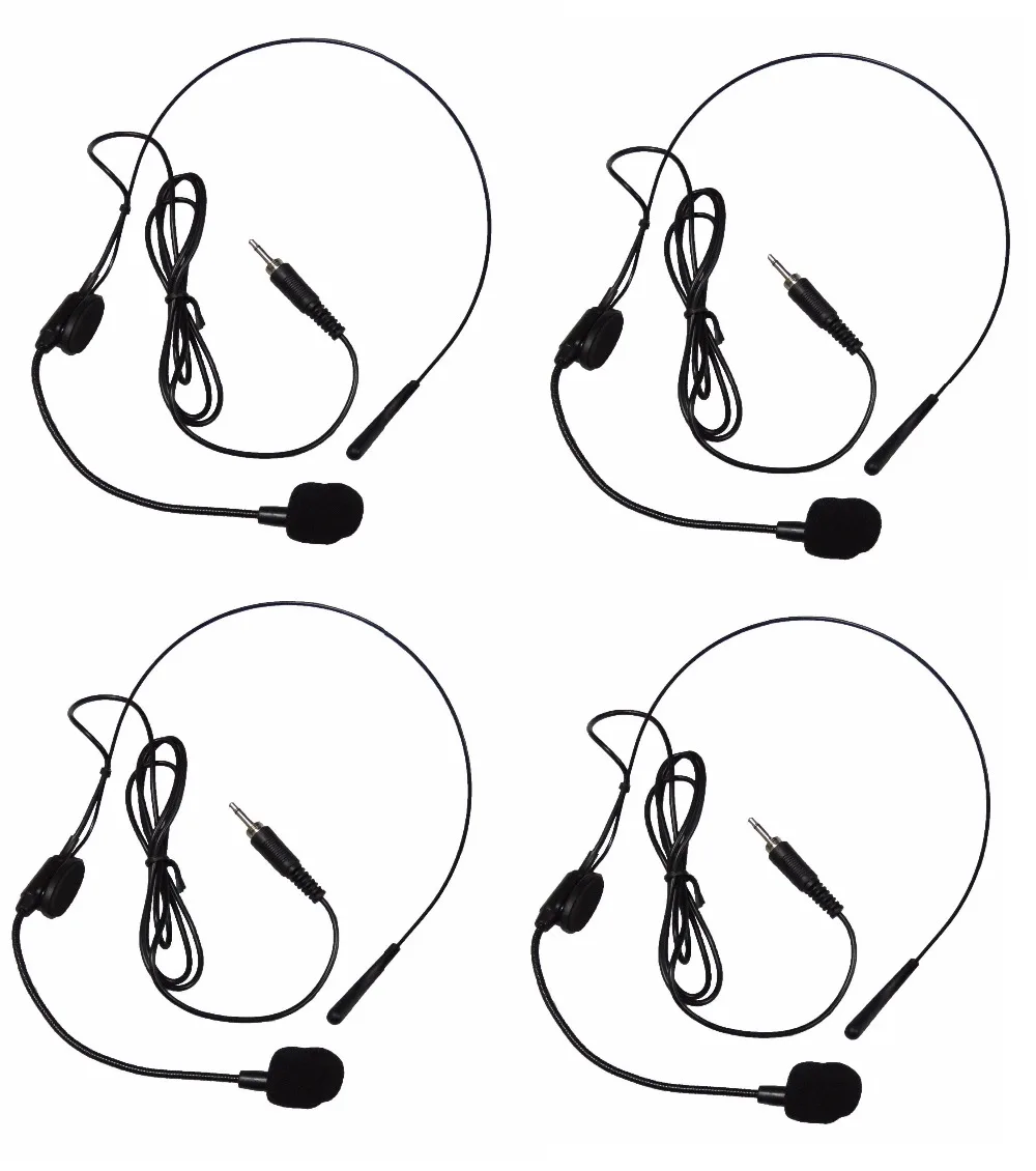 pro audio wireless 4 channel uhf headset lapels mic system microphone