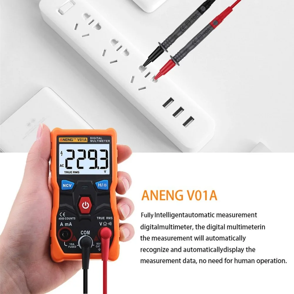 ANENG V01A Telt цифровой мультиметр тест er True-RMS intelligente NCV AC/DC Spanning Stroom Ом инструмент для тестирования цифровой дисплей