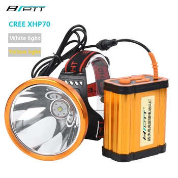 

Headlamp CREE XHP70 Super bright White or yellow light optional Built-in 8*18650 battery rechargeable led headlight